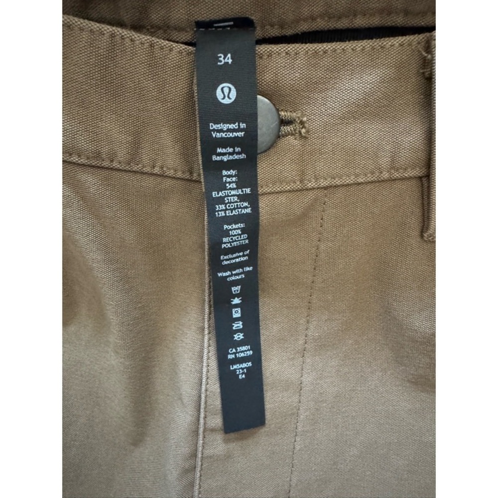 Lululemon Men’s ABC Slim-Fit 5 Pocket Pant Utilitech in Artifact Brown - Picture 4 of 8